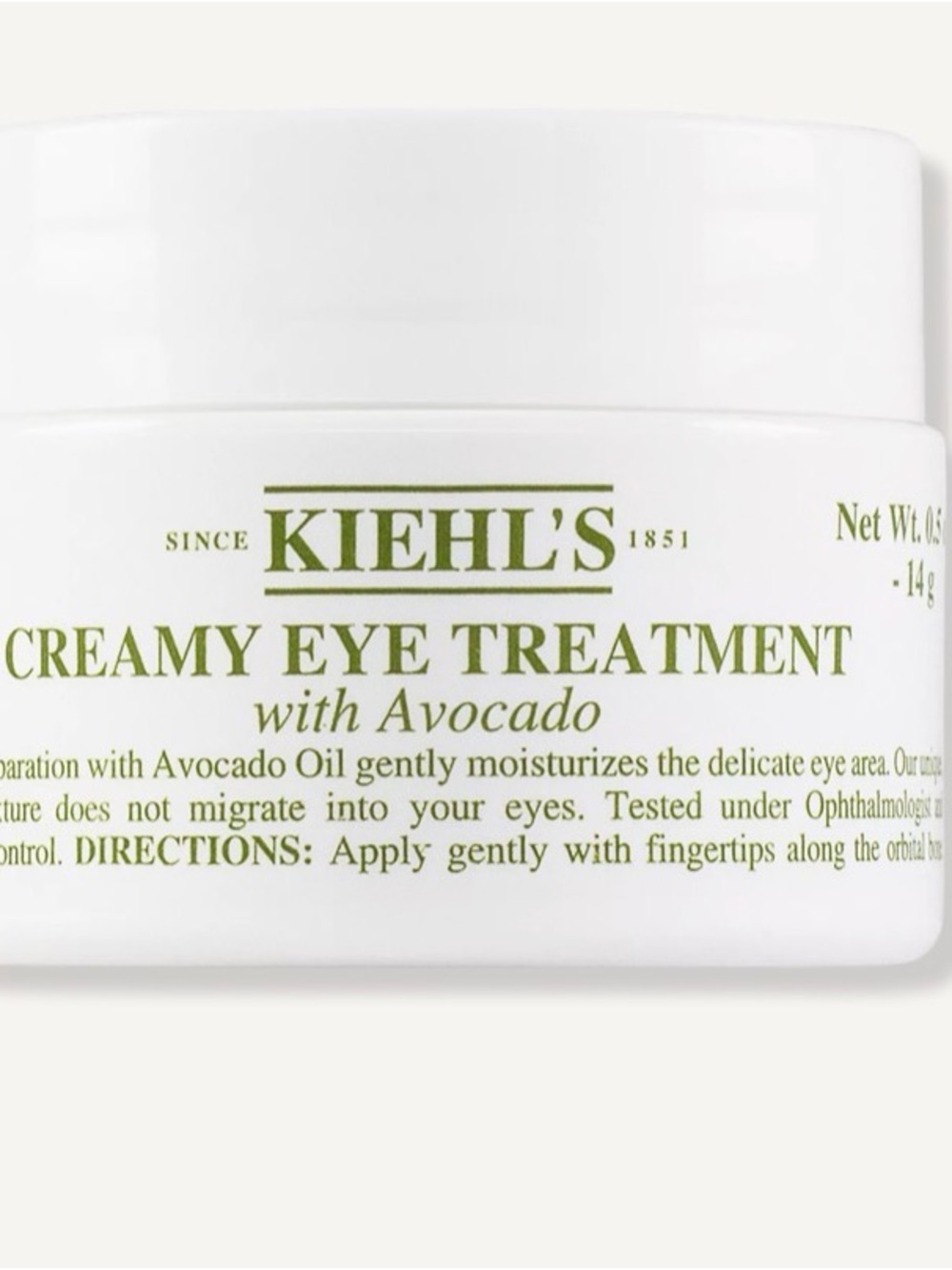Kiehl's Creamy Eye Treatment with Avocado - White and Green Text